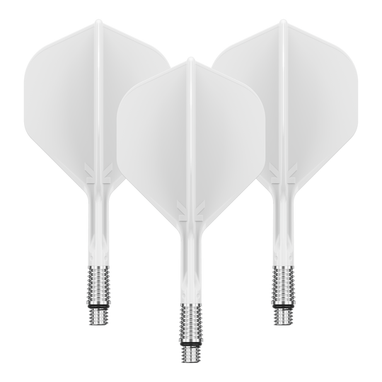 Target K-Shift No2 Voli Standard - Bianco Abgebildet ist ein Set mit weißen Dart Flights. Die Flights haben eine geschätzte Länge von 26 mm.