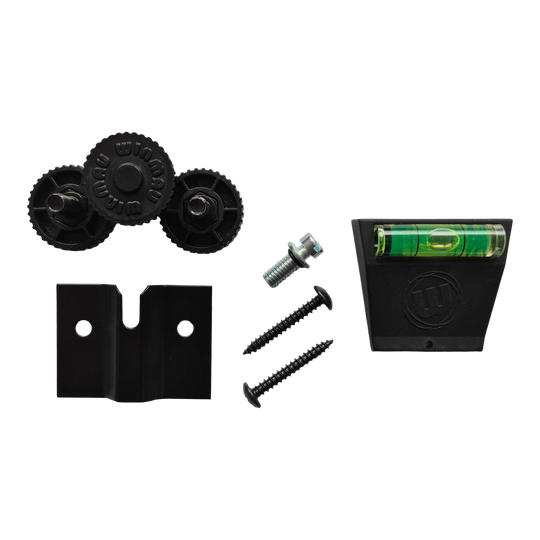 Kit di fissaggio a parete Winmau Blade X Das Foto zeigt das Winmau Blade X Fixing Set Wandbefestigung. Es handelt sich um eine Wandhalterung für Dartboards.