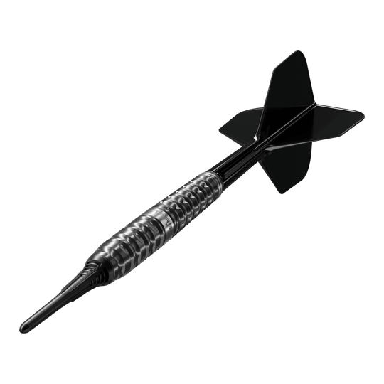 Freccette morbide Target Black Marque Eclipse - 21 g Dieses Bild zeigt die Target Black Marque Eclipse Softdarts mit 21g Gewicht. Es handelt sich um ein hochwertiges Dartprodukt für Softdartspieler.