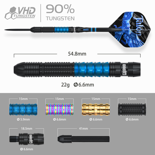Gezeigt werden die One80 Talon Steeldarts. Sie sind ideal für Dartspieler, die Wert auf Genauigkeit legen.