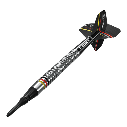 Freccette morbide di precisione 180 Ricardo Pietreczko GEN1 Das Bild zeigt die Precise 180 Ricardo Pietreczko GEN1 Softdarts. Diese Darts sind speziell für Softdart-Liebhaber entwickelt.