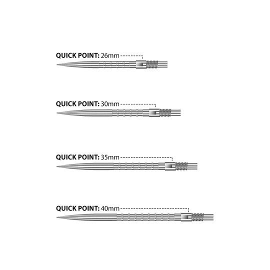 Punte per freccette Harrows Quick Point Heavy Metal - Argento Das Bild zeigt Harrows Quick Point Heavy Metal Dartspitzen in Silber. Diese Dartspitzen bieten eine gute Griffigkeit und Langlebigkeit.