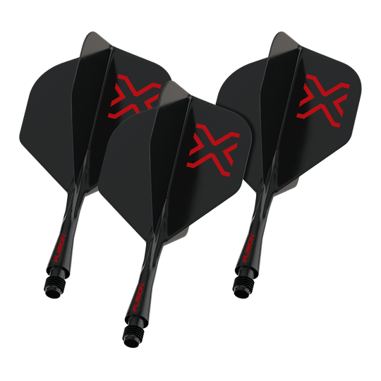 Sistema di alberi di volo standard Winmau Fusion Blade X No2 - Nero Das Foto zeigt einen Artikel namens 8863_Winmau_Fusion_Blade_X_No2_Standard_Flights_Schwarz_22mm_1Set. Vermutlich handelt es sich um ein Set schwarzer Dart-Flights der Größe 22mm.