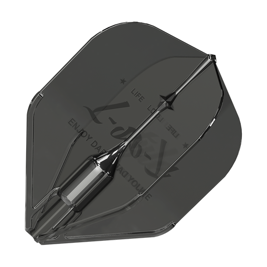 Alette Fantom L1EZ stile L nere Das Bild zeigt ein schwarzes Dartflight des Modells „L-Style Fantom L1EZ“. Das Flight hat eine glänzende Oberfläche und ist mit dezentem Text bedruckt.