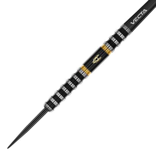 Freccette in acciaio Winmau Alex Spellman Winmau Alex Spellman Steeldarts sind hochwertige Steeldarts für Dartspieler. Das Bild zeigt das Design und die Details der Darts.