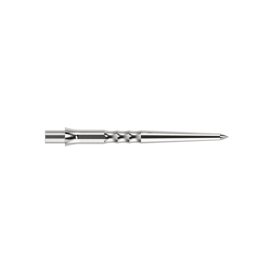 Punte per freccette in acciaio Caliburn System - Ripple - NoLip - argento Das Bild zeigt eine silberne Caliburn Evo System Steeldartspitze Ripple NoLip, 28 mm lang. Die Spitze ist einzeln abgebildet.