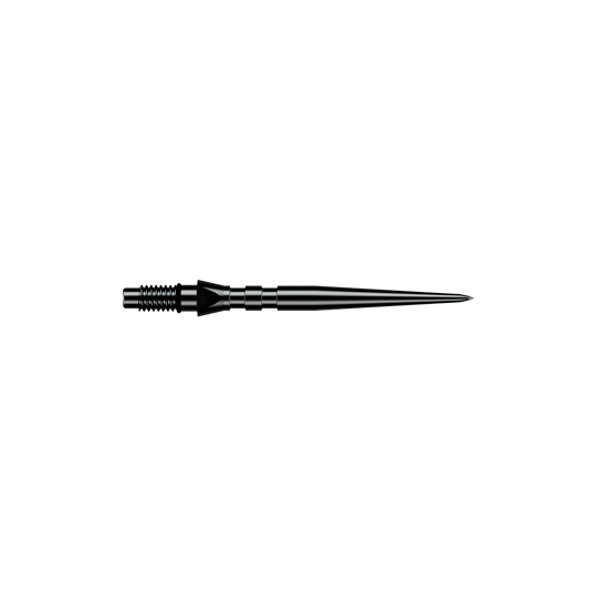 Punte per freccette in acciaio Winmau Switch Point Groove - Nero Zu sehen sind schwarze Winmau Switch Point Groove Steeldartspitzen mit einer Länge von 26 mm. Sie werden häufig als Ersatzspitzen für Steeldarts genutzt.