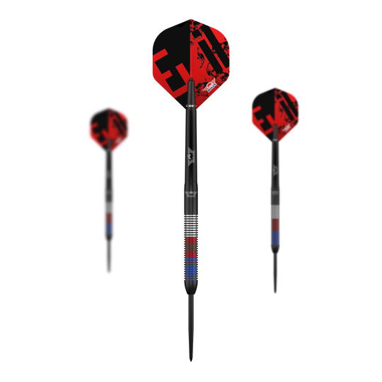 Bulls NL Karel Sedlacek E2 freccette in acciaio - 24 g Die Abbildung zeigt die Bulls NL Karel Sedlacek E2 Steeldarts mit 24 Gramm. Der Dart ist deutlich und aus nächster Nähe zu sehen.