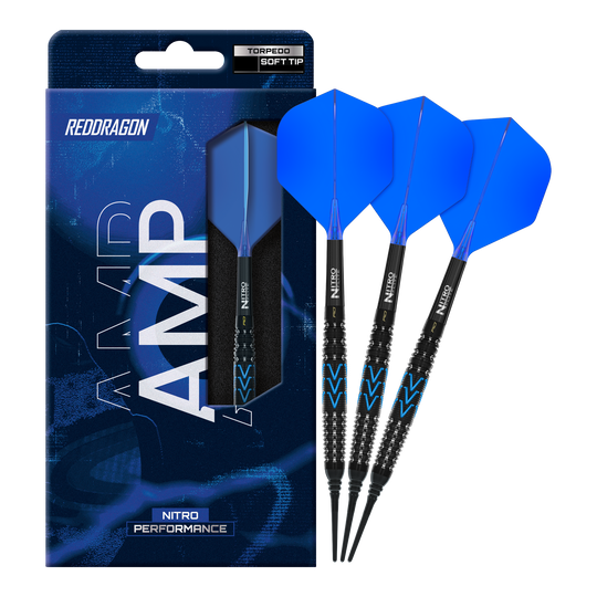 Freccette morbide Red Dragon Amp Torpedo - 22 g Gezeigt wird ein vollständiger Satz Red Dragon Amp Torpedo Softdarts mit 22g. Das Set eignet sich für das Softdartspiel.