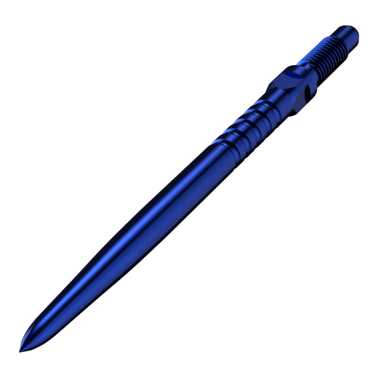 Das Bild zeigt ein Produkt namens BU57713_BullsNL_Convertible_Points_RingedGrip_Blau_32mm_2. Vermutlich ist es ein blauer Dartspitze mit Ringed Grip und 32mm Länge.
