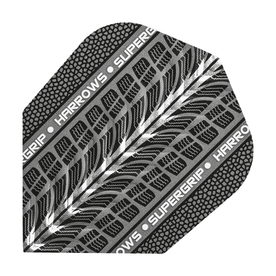 Alette Harrows Supergrip White No6 Das Bild zeigt die Harrows Supergrip Weiß No6 Flights. Es handelt sich um weiße Dart-Flights für präzises Spiel.