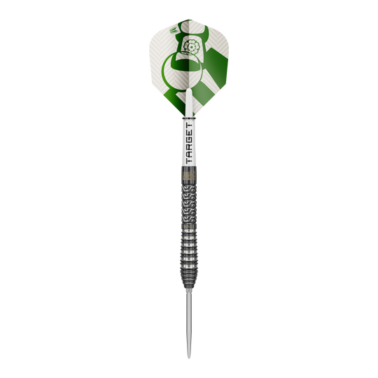 Freccette in acciaio Target Charlie Manby Swiss Points Zu sehen ist Target Charlie Manby Swiss Points Steeldarts. Das Bild präsentiert einen einzelnen Dart aus dem Set.