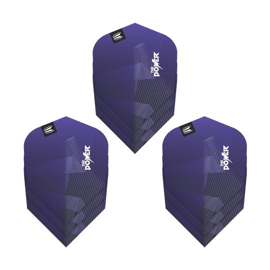 Alette Target Pro Ultra Phil Taylor Power GEN10 Ten-X - 3 set Das Bild zeigt drei Sätze der Target Pro Ultra Phil Taylor Power GEN10 Ten-X Flights. Die Flights sind überwiegend lila mit weißen Schriftzügen und grafischen Mustern gestaltet.