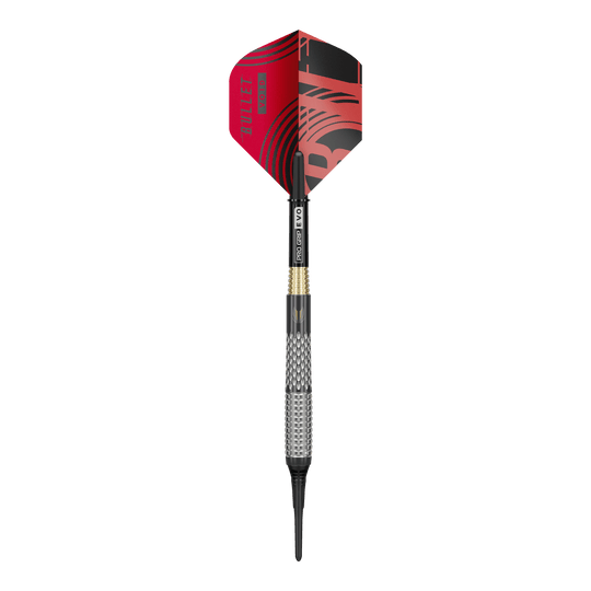 Freccette morbide Target Stephen Bunting GEN5 Void - 18 g Target Stephen Bunting GEN5 Void Softdarts - 18g Darts werden dargestellt. Das Bild zeigt das Design und die Details dieser Softdarts.