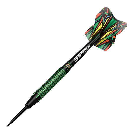 Freccette in acciaio al tungsteno verde GOAT Athlete Auf dem Bild sind die GOAT Athlete Green Tungsten Steeldarts zu sehen. Es handelt sich um hochwertige Steeldarts mit grünem Akzent.