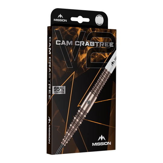 Freccette Mission Cam Crabtree V2 in acciaio al tungsteno al 95% Das Bild zeigt die Mission Cam Crabtree V2 95% Tungsten Steeldarts. Diese Darts zeichnen sich durch ihr professionelles Design und hohe Qualität aus.