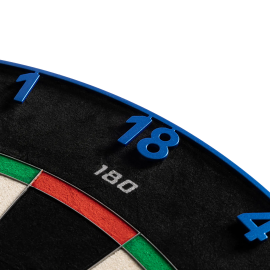 Bersaglio per freccette in acciaio Precise 180 Endorphine con anello numerico - Blu Artico Abgebildet ist das Precise 180 Endorphine Steeldartboard mit Nummernring - Arctic Blue. Die Scheibe eignet sich ideal für Turnier- und Freizeitspieler.