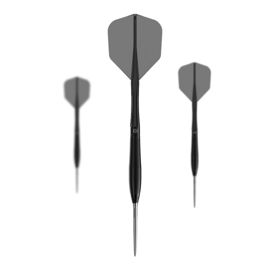 Freccette in acciaio Caliburn Chord C3 - 22,5 g Das Bild zeigt ein Set der Caliburn Chord C3 Steeldarts mit 22,5g. Diese Dartpfeile sind für präzises Spielen entwickelt.