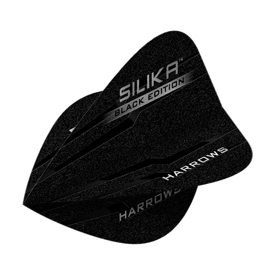 Voli per aquiloni Harrows Silika Black Edition Das Bild zeigt die Harrows Silika Black-Edition Kite Flights. Die Flights sind schwarz mit silberner Schrift und haben ein modernes Design.