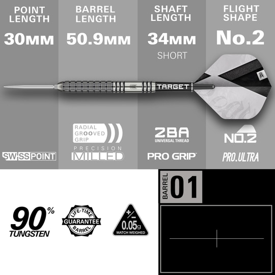 Freccette in acciaio Target Beau Greaves GEN1 Swiss Point Abgebildet sind die Target Beau Greaves GEN1 Swiss Point Steeldarts. Diese Darts zeichnen sich durch ihre innovative Swiss Point Technologie aus.