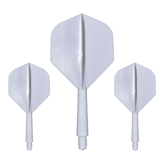 Sistema di albero di volo Evolution EVO1 - Bianco Hier ist das Evolution EVO1 Flight-Shaft-System in Weiß abgebildet. Dieses Produkt ist für den Einsatz im Dartsport bestimmt.