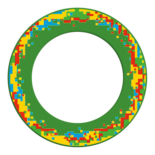 McDart Pixel Dartboard Surround Das Bild präsentiert das Produkt 'MSF-H3_McDart_Pixel_Dartboard_Surround_Grn_2'. Es handelt sich vermutlich um ein grünes Dartboard-Umrandungszubehör.
