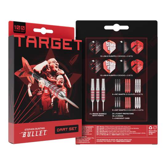 Set di 100 freccette in ottone Stephen Bunting Bullet - 22 g