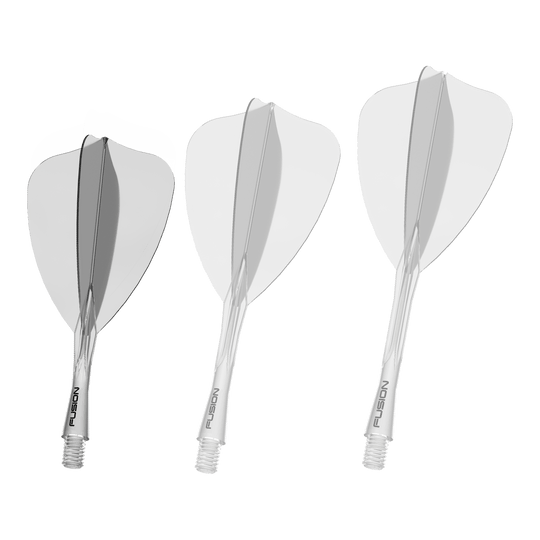 Winmau Fusion Flight Shaft System Freccia Trasparente Zu sehen ist das Winmau Fusion Flight Shaft System Arrow in klarer Ausführung mit einer Länge von 22mm. Es ist speziell zum Einsatz an Dartpfeilen bestimmt.