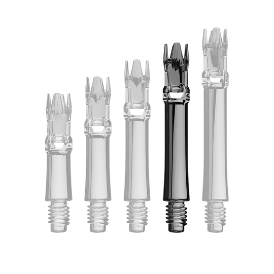 Alberi di ricambio L-Style L-System - Nero trasparente Abgebildet sind schwarze transparente Ersatzshafts. Das Produkt ist länglich und mehrfach dargestellt.