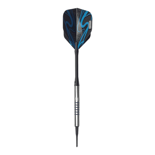 Freccette morbide McDart 85 Tungsten V19 - 16,5 g Der McDart 85er Tungsten V19 Softdart wiegt 16,5g und hat ein modernes Design mit blauen und schwarzen Akzenten. Der Dartpfeil besteht aus hochwertigem Tungsten und besitzt einen silbernen, gerillten Schaft.