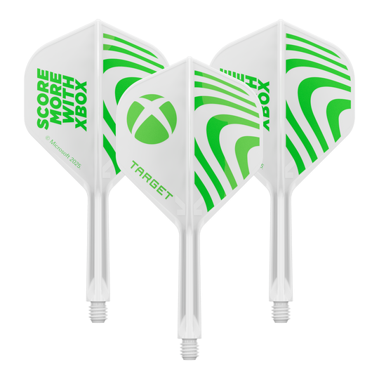 Ein Produktbild mit dem Dateinamen 410611_Target_Xbox_KFlex_No2_Standard_Flights_26mm_1Set. Es handelt sich wahrscheinlich um ein Set vom Dartzubehör.
