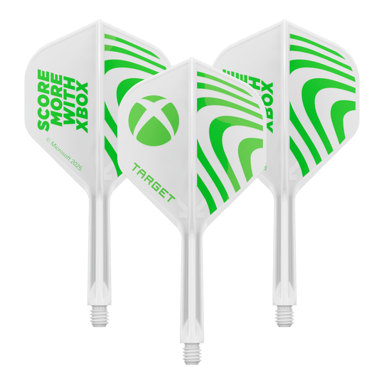 Target Xbox K-Flex No2 Standard Flights - Bianco Ein Produktbild mit dem Dateinamen 410611_Target_Xbox_KFlex_No2_Standard_Flights_26mm_1Set. Es handelt sich wahrscheinlich um ein Set vom Dartzubehör.