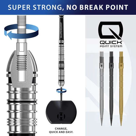 Punte per freccette Harrows Quick Point Micro Ridge - Oro Zu sehen sind Harrows Quick Point Micro Ridge Dartspitzen in Schwarz. Sie bieten eine spezielle Riffelung für einen festen Halt im Dart.