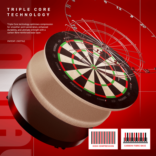 Bersaglio per freccette in acciaio Winmau Blade 6 Triple Core 360 Dieses Bild zeigt vermutlich ein weiteres Winmau Blade 360 Steeldartboard aus einer anderen Perspektive. Es hilft Kunden, das Produkt besser zu erkennen.