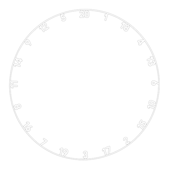 Anello con numero laser tagliato Precise 180 OnePiece Abgebildet ist ein Zahlenring mit klassischem weißen Design. Das Produkt scheint für ein Dartboard oder ähnliches verwendet zu werden.