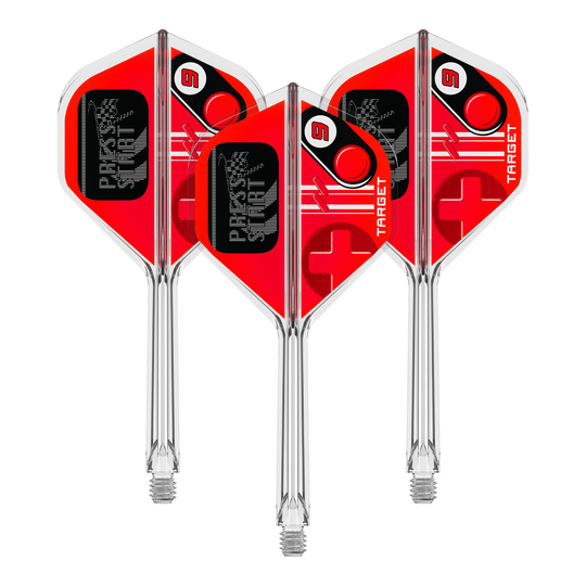 Abbildung des Dartzubehörs 410587_Target_K-Flex_PressStart_No2_Standard_Flights_33mm_1Set. Das Bild repräsentiert eine Produktvariante mit mehreren Teilen.