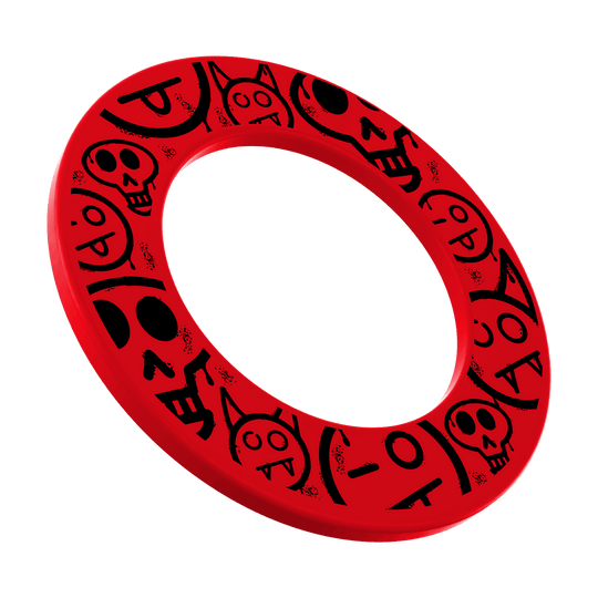 Ein Bild mit dem Dateinamen MSF-A5_McDart_Graffiti_Smilies_Dartboard_Surround_Rot_1. Das Produkt weist wahrscheinlich ein rotes Graffiti-Smiley-Design auf.