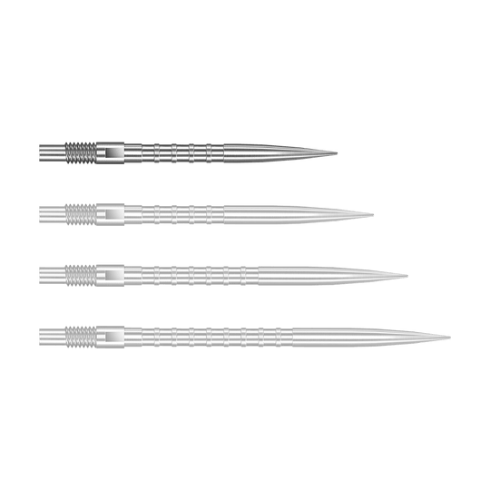 Punte per freccette Harrows Quick Point Heavy Metal - Argento Das Bild zeigt Harrows Quick Point Heavy Metal Grip Dartspitzen in Silber mit einer Länge von 26mm. Dies ist das erste Stück der Serie.