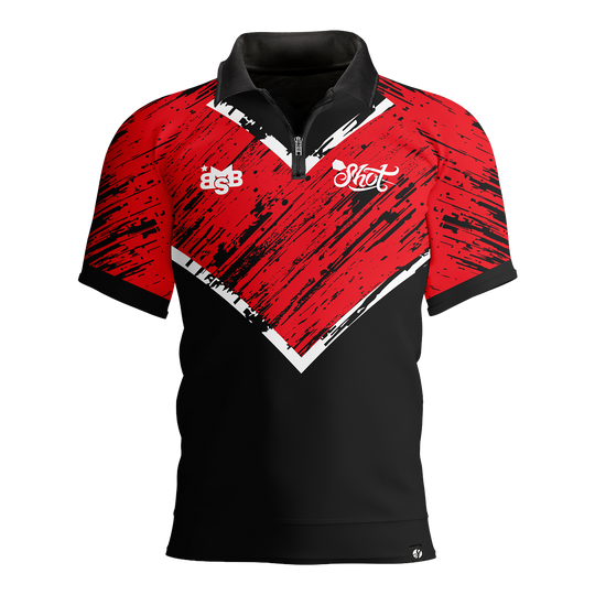 Camicia polo a righe rosse con freccette di Michael Smith Camicia polo a righe rosse con freccette di Michael Smith