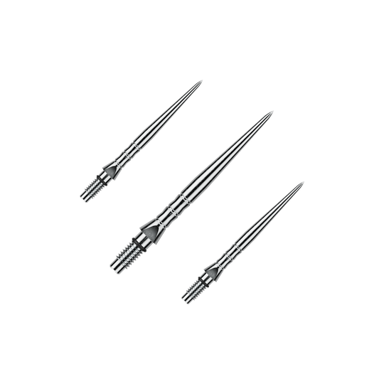 Punte per freccette in acciaio Winmau Switch Point Wave - Effetto argento Abgebildet sind Winmau Switch Point Wave Silver Effect Steeldartspitzen mit 26 mm Länge als Set. Die Steeldartspitzen sind im silbernen Wellendesign gestaltet.