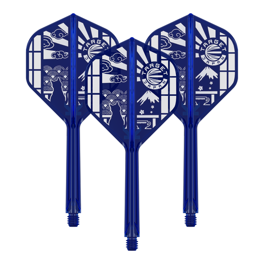 Target Japan K-Flex Blue Limited No2 Voli Standard Ein Set von Target Japan K-Flex Blue Limited No2 Flights 33mm wird dargestellt. Das Set zeigt blaue Dartflights.