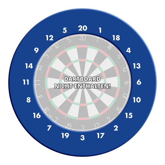 Cornice per bersaglio per freccette con numeri HD - Colori personalizzati Das Bild zeigt ein blaues HD-Zahlen Dartboard-Surround ohne Logo. Das Produkt ist rund und dient dem Schutz der Wand beim Dartspiel.