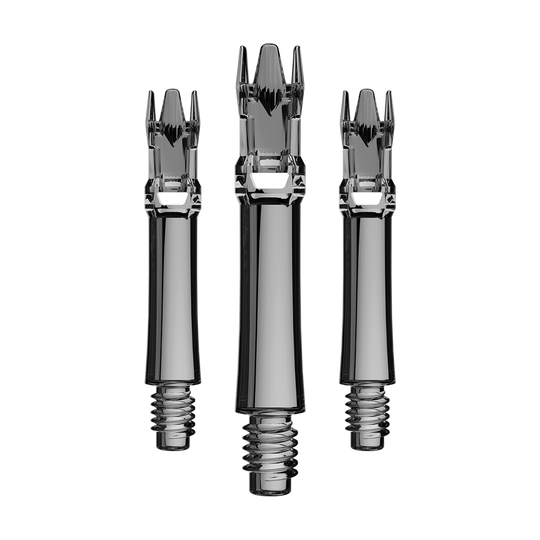 Alberi di ricambio L-Style L-System - Nero trasparente Abgebildet ist ein Set von schwarzen transparenten Ersatzshafts. Die Shafts sind ordentlich zusammengesetzt.