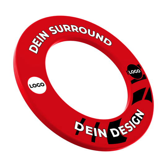 Cornice per bersaglio con il tuo design Auf dem Bild sieht man ein rotes Dartboard-Surround. Es wird zum Auffangen fehlgeworfener Darts verwendet.