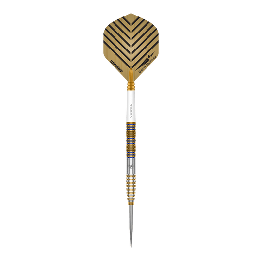 Daryl Gurney Signature Edition Steeldarts Winmau - 23 g Zu sehen sind die Winmau Daryl Gurney Signature Edition Steeldarts mit einem Gewicht von 23g. Das Produkt wird aus nächster Nähe gezeigt.