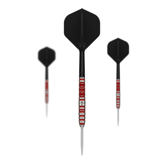 Dardi in acciaio Target Japan Black Marque Spinel Swiss Point - 23 g Hier sieht man das Set der Target Japan Black Marque Spinel Swiss Point Steeldarts - 23g. Das Set besteht aus mehreren hochwertigen Pfeilen für das Dartspiel.
