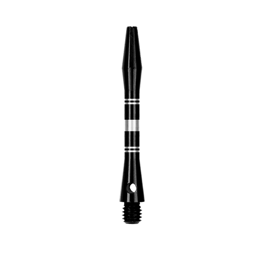 Alberi in alluminio con anelli - Nero Argento Das Bild zeigt Aluminium Shafts in Schwarz und Silber. Das Produkt ist in Nahaufnahme abgebildet.