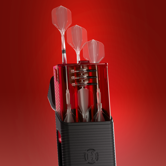 Custodia per freccette Harrows Vault Das Bild zeigt ein Produkt mit dem Dateinamen HRT18710_Harrows_Vault_Dartcase_Rot_H3. Es handelt sich vermutlich um ein Dartcase oder eine ähnliche Aufbewahrung.
