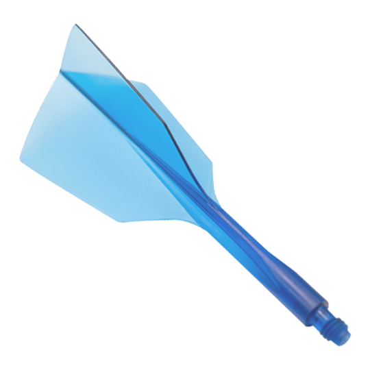 Condor Ax 120 Flight System Clear Blue - Stretto Das Bild zeigt ein Dart-Flight-System in klarem Blau mit schmalem Design. Es handelt sich um das Produkt "Condor Axe 120 Flight-System Clear Blue - Narrow".