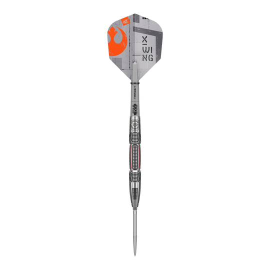 Freccette in acciaio con punta svizzera Target Star Wars X-Wing Abgebildet sind Target Star Wars X-Wing Swiss Point Steeldarts. Die Darts sind inspiriert von der Star Wars X-Wing Serie.